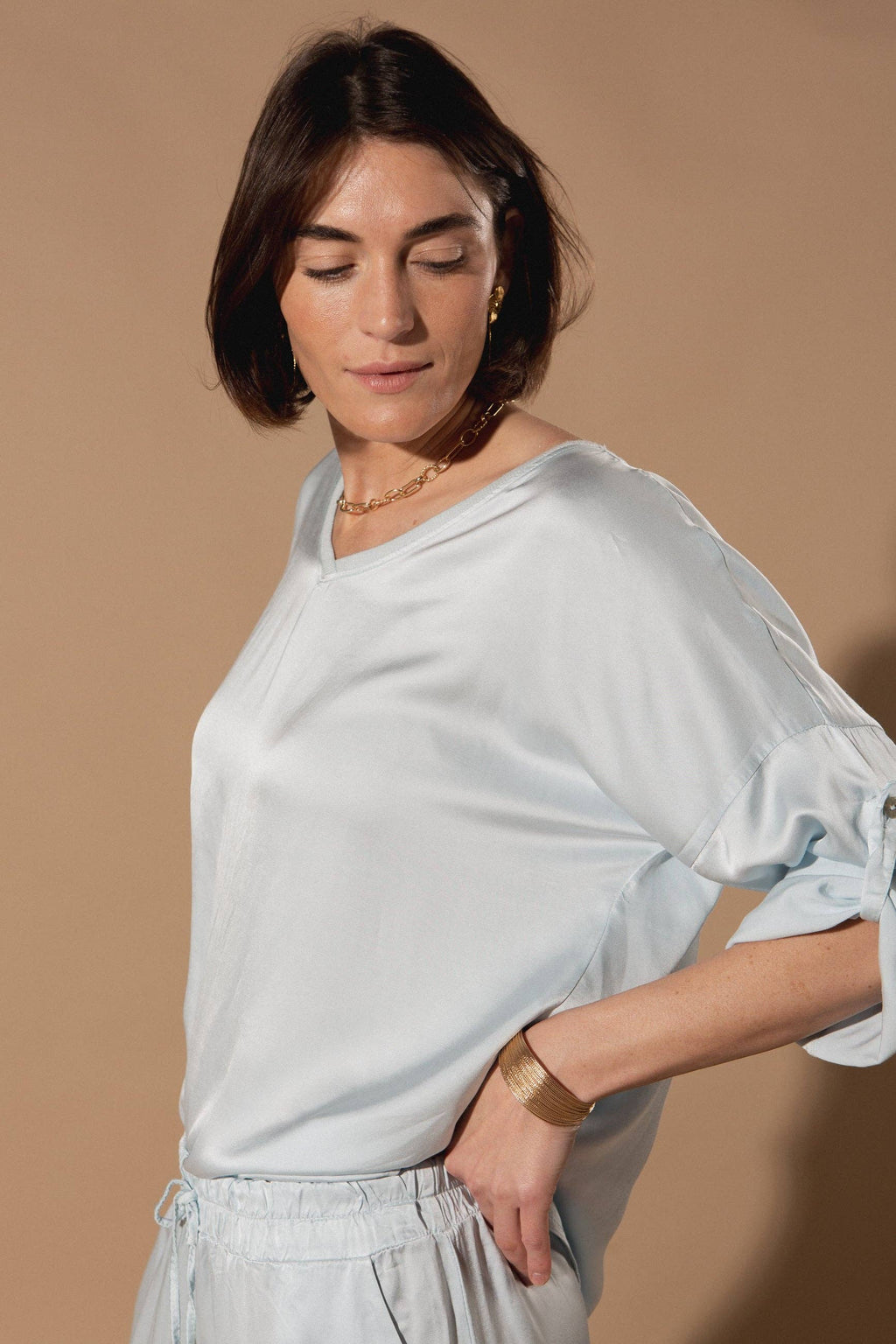 Marilou Silk Top: Peach Blush