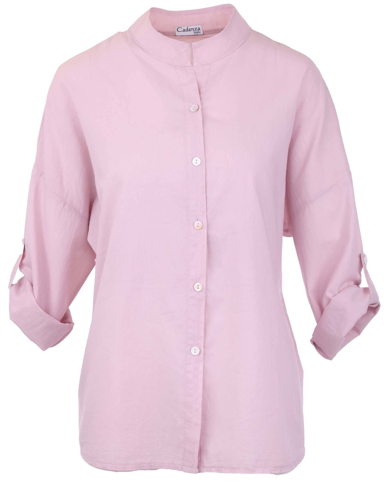 Cotton Grandad Style / Collarless  Shirt:  Baby Blue