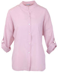 Cotton Grandad Style / Collarless  Shirt: Pink