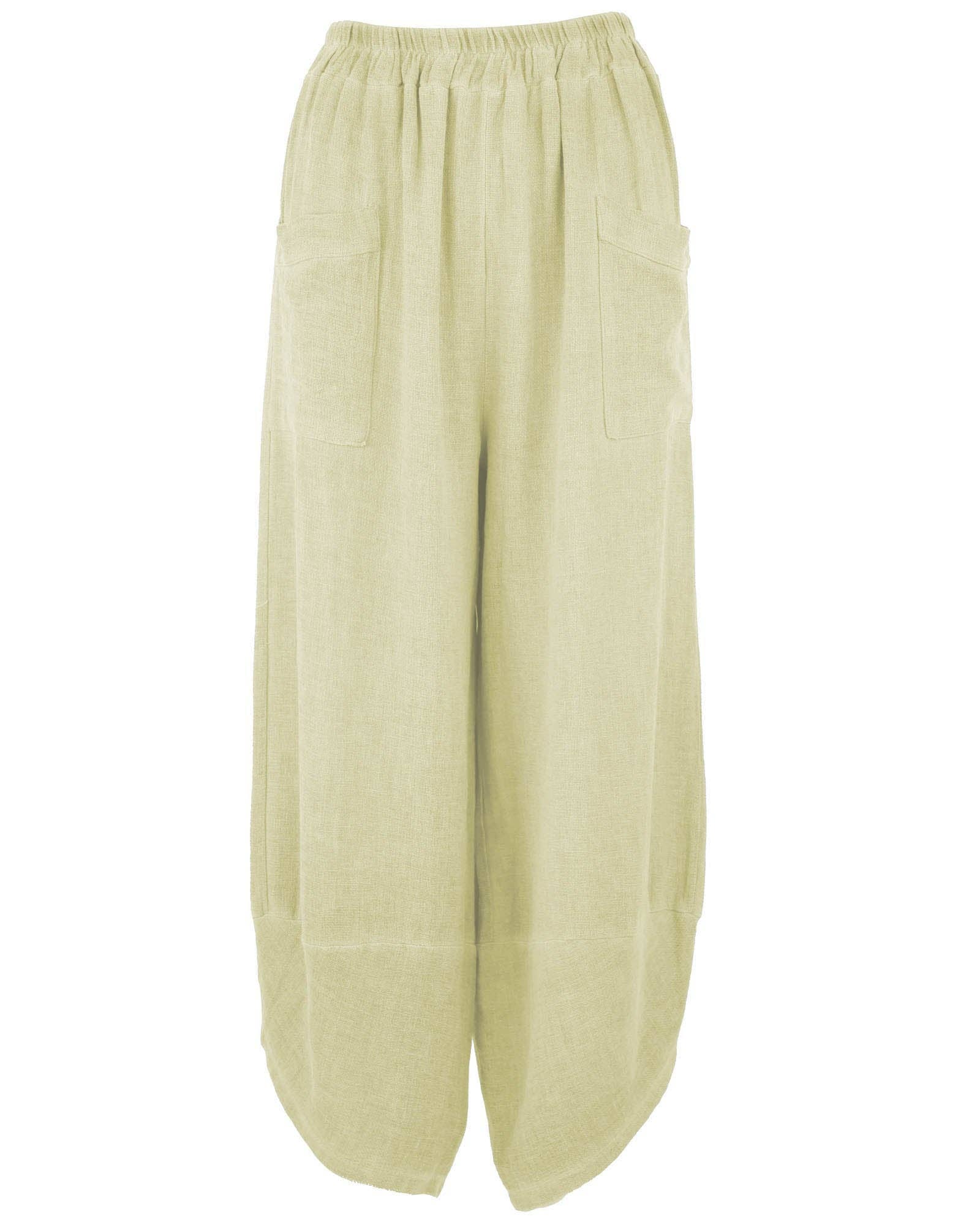 Linen and Cotton Blend Hareem Pants: Truffle