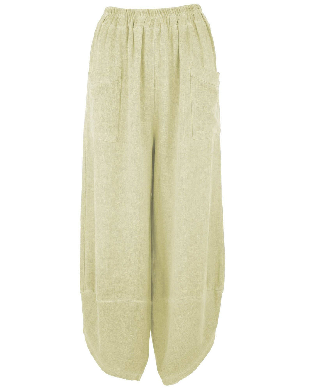 Linen and Cotton Blend Hareem Pants: White