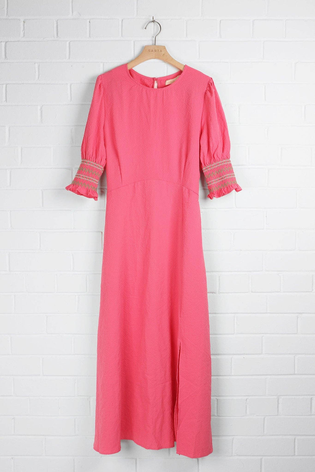 Puff Sleeve Midaxi Tea Dress - Pink: Small (8-10)