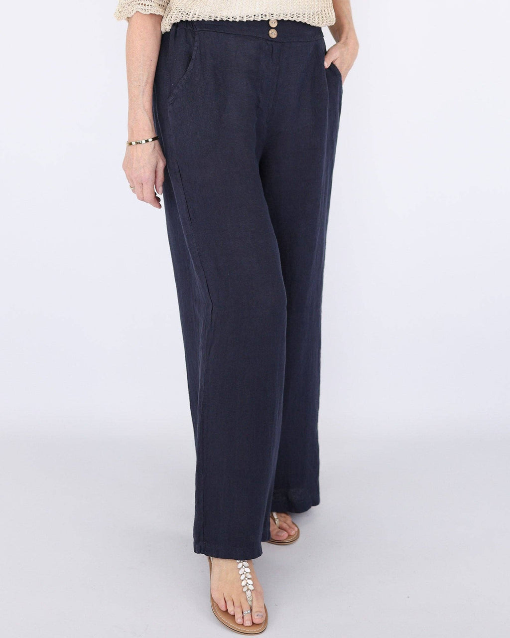 Linen Trousers: Truffle / One Size