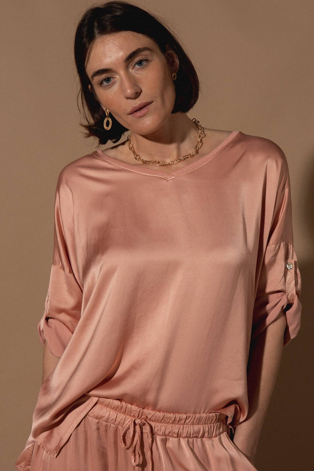 Marilou Silk Top: Peach Blush