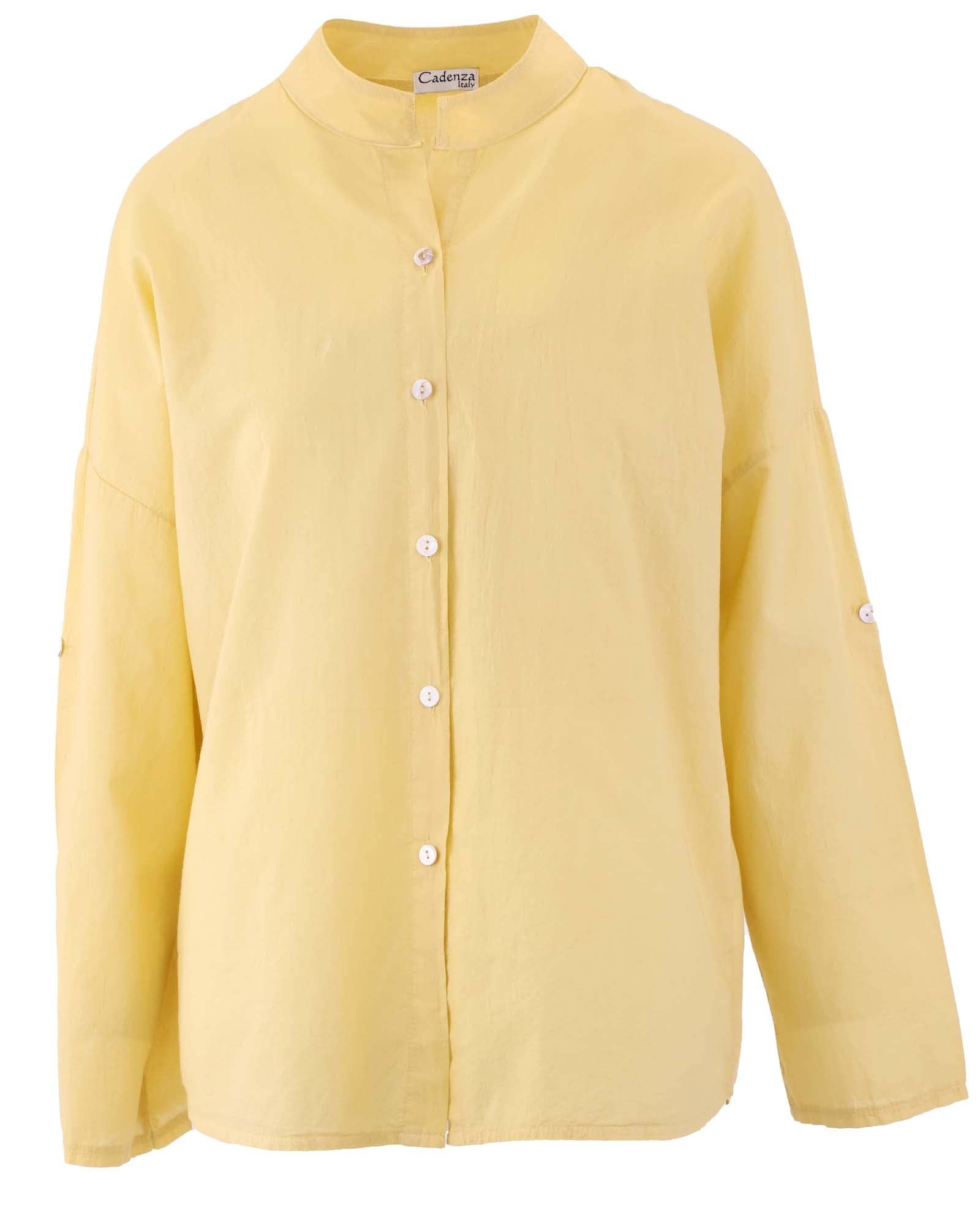 Cotton Grandad Style / Collarless  Shirt: Sand (Dark Beige)