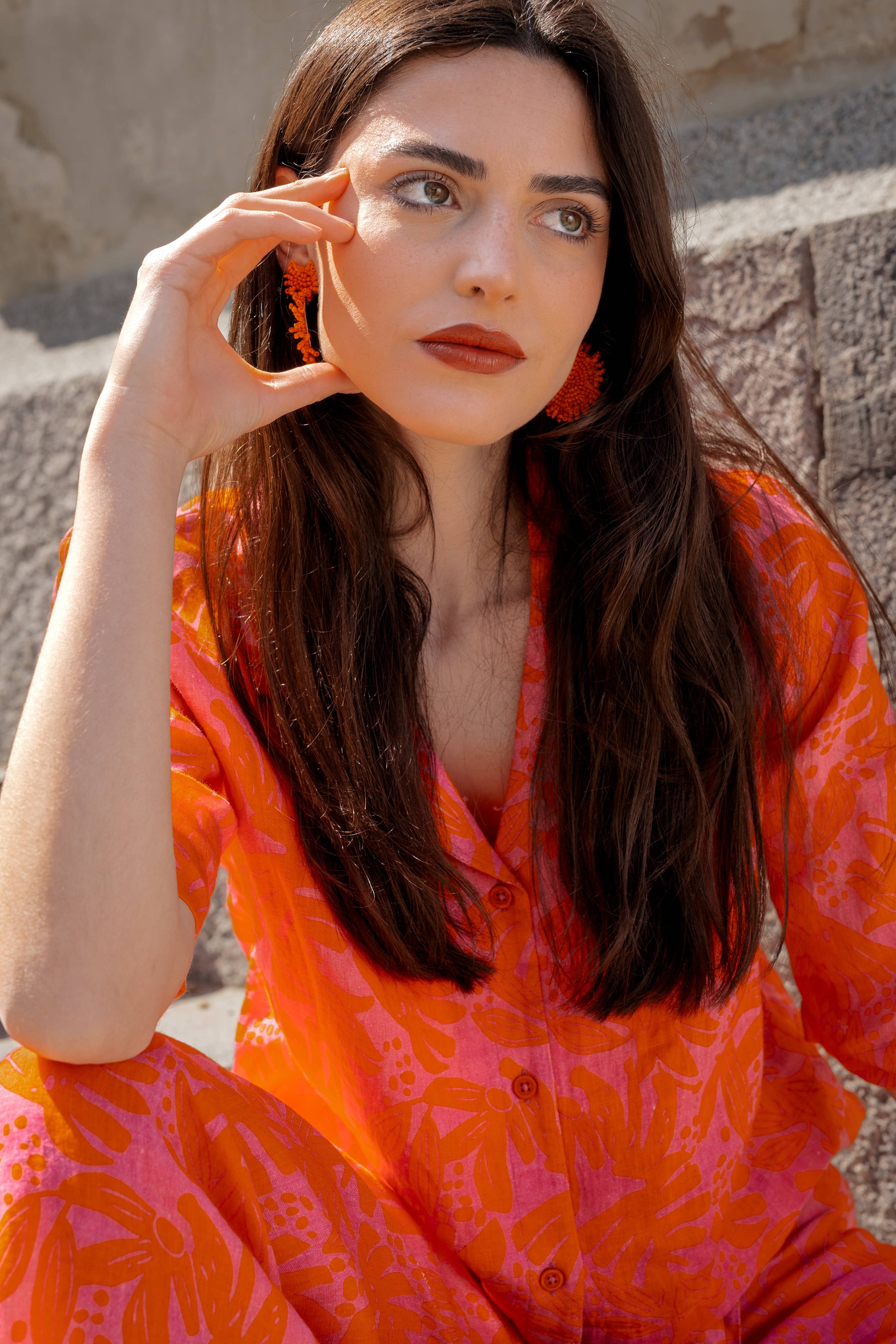 Kapda Casa. Monaco Linen Co-ord Set — Orange / Size S