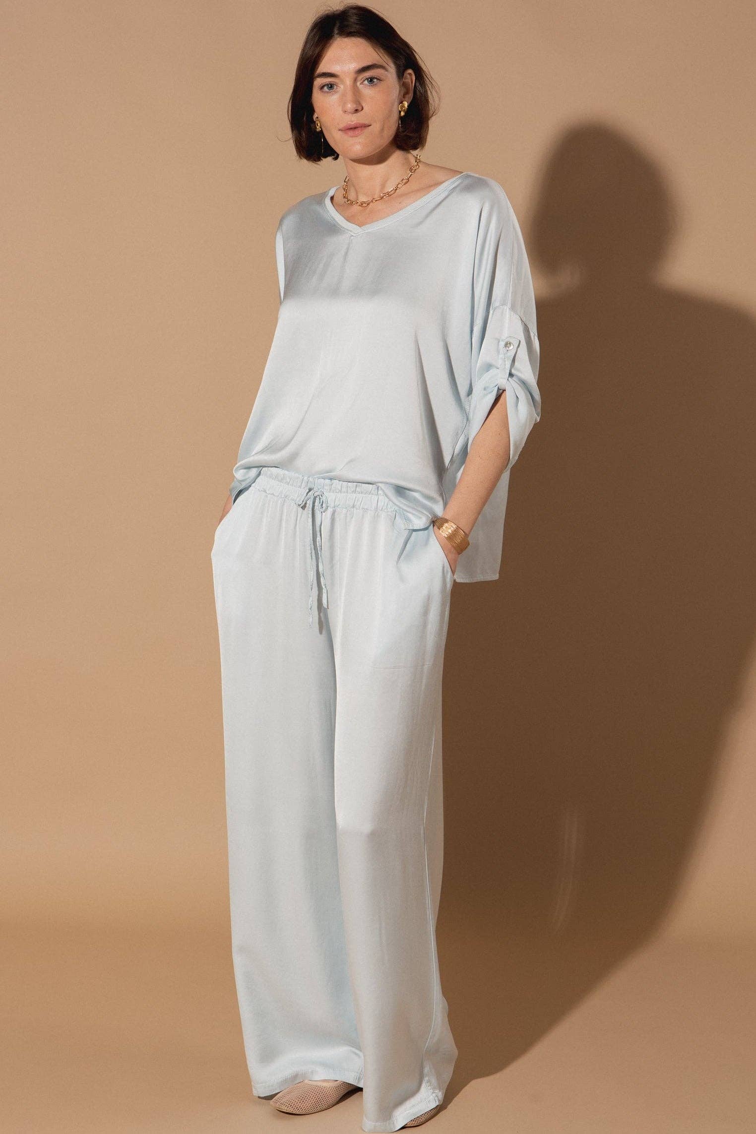 Marilou Silk Trousers: Ice Blue