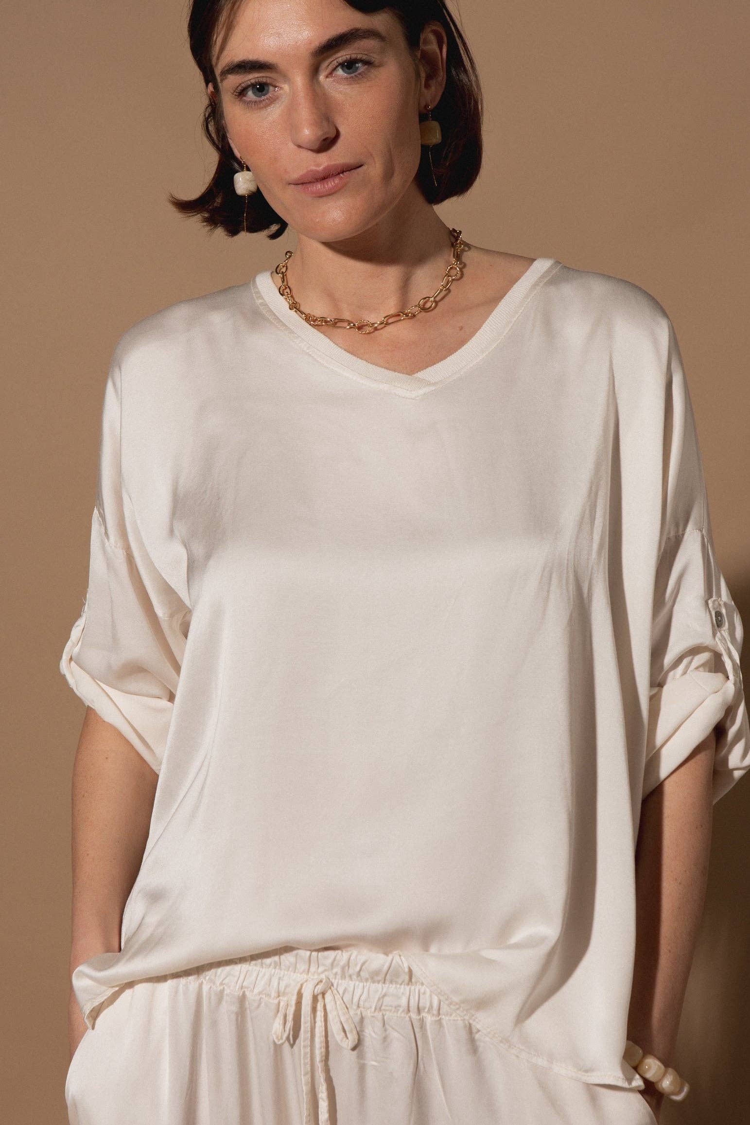 Marilou Silk Top: Ice Blue