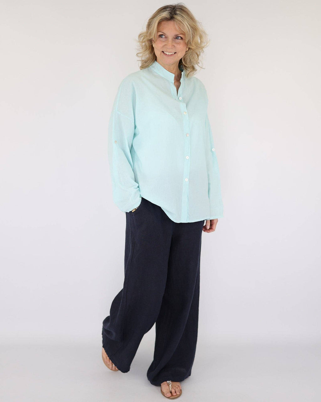 Linen Trousers: Sand / One Size