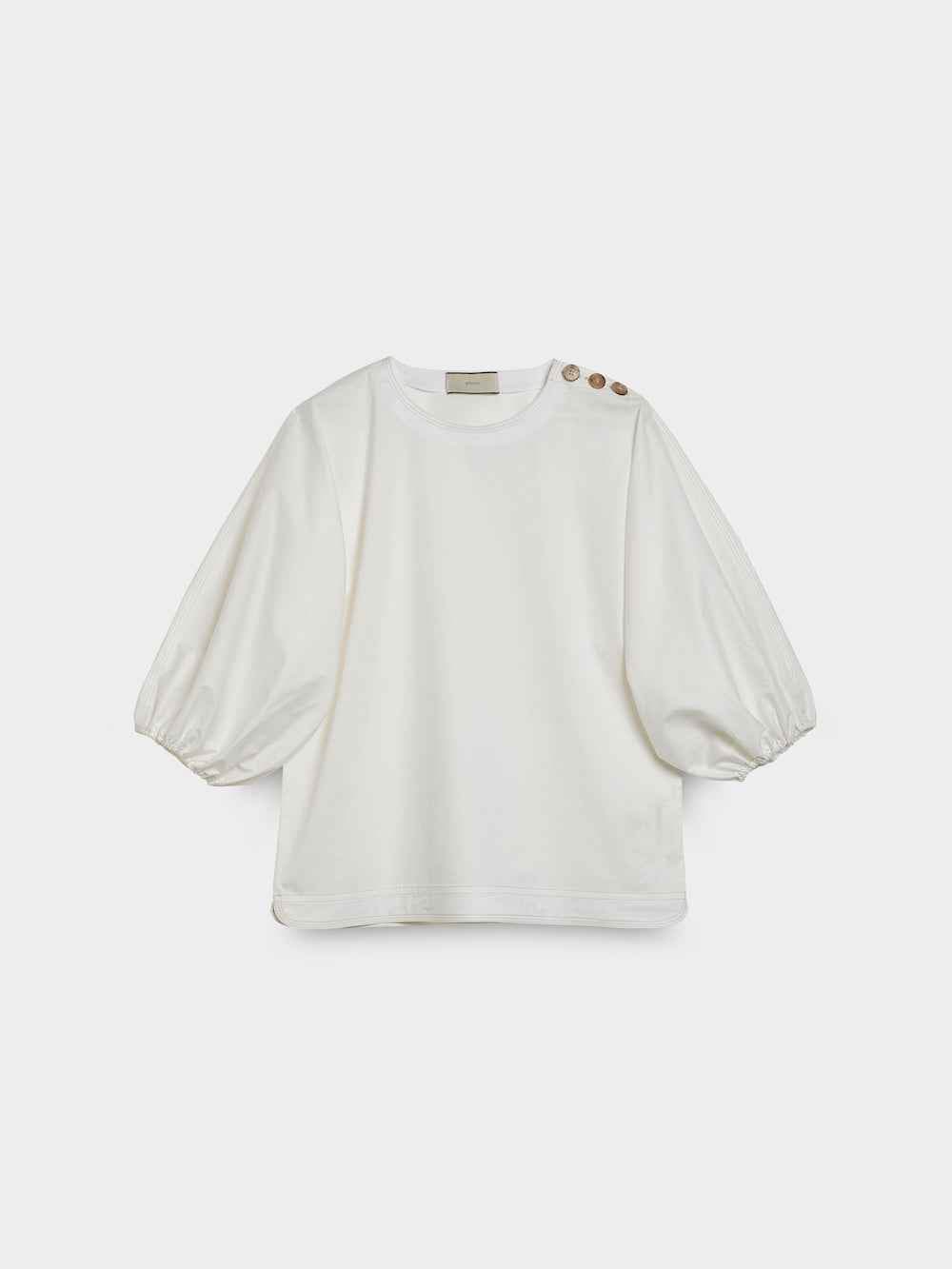 SPOON. Cotton Poplin Balloon Sleeve Blouse — Pearl White / Size S