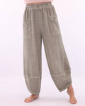 Linen and Cotton Blend Hareem Pants: Truffle