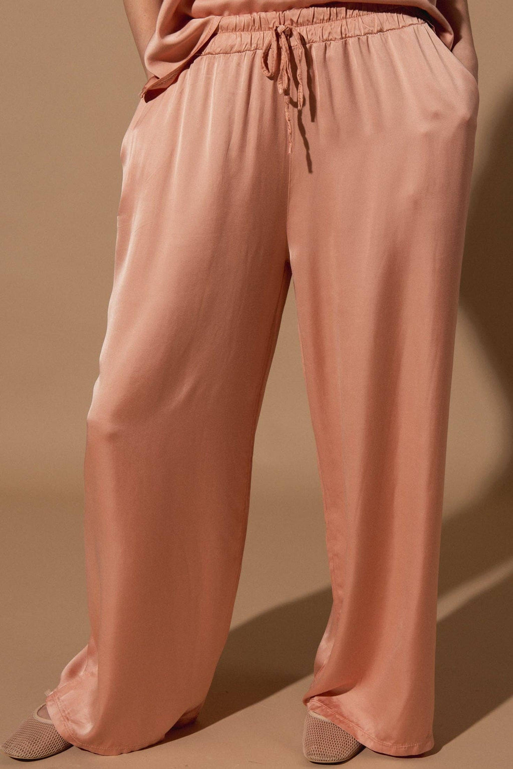 Marilou Silk Trousers: Peach Blush