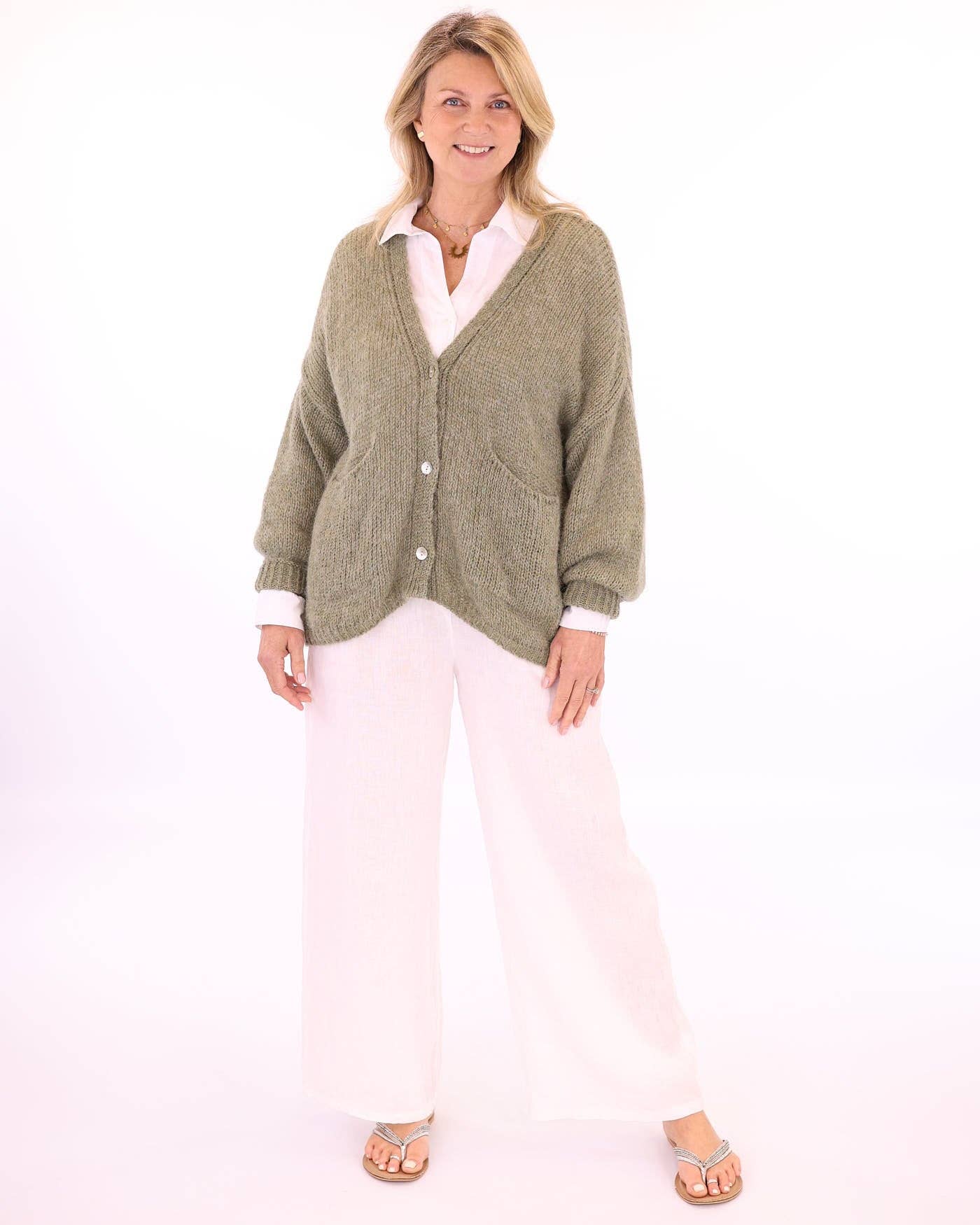 Linen Trousers: Sand / One Size