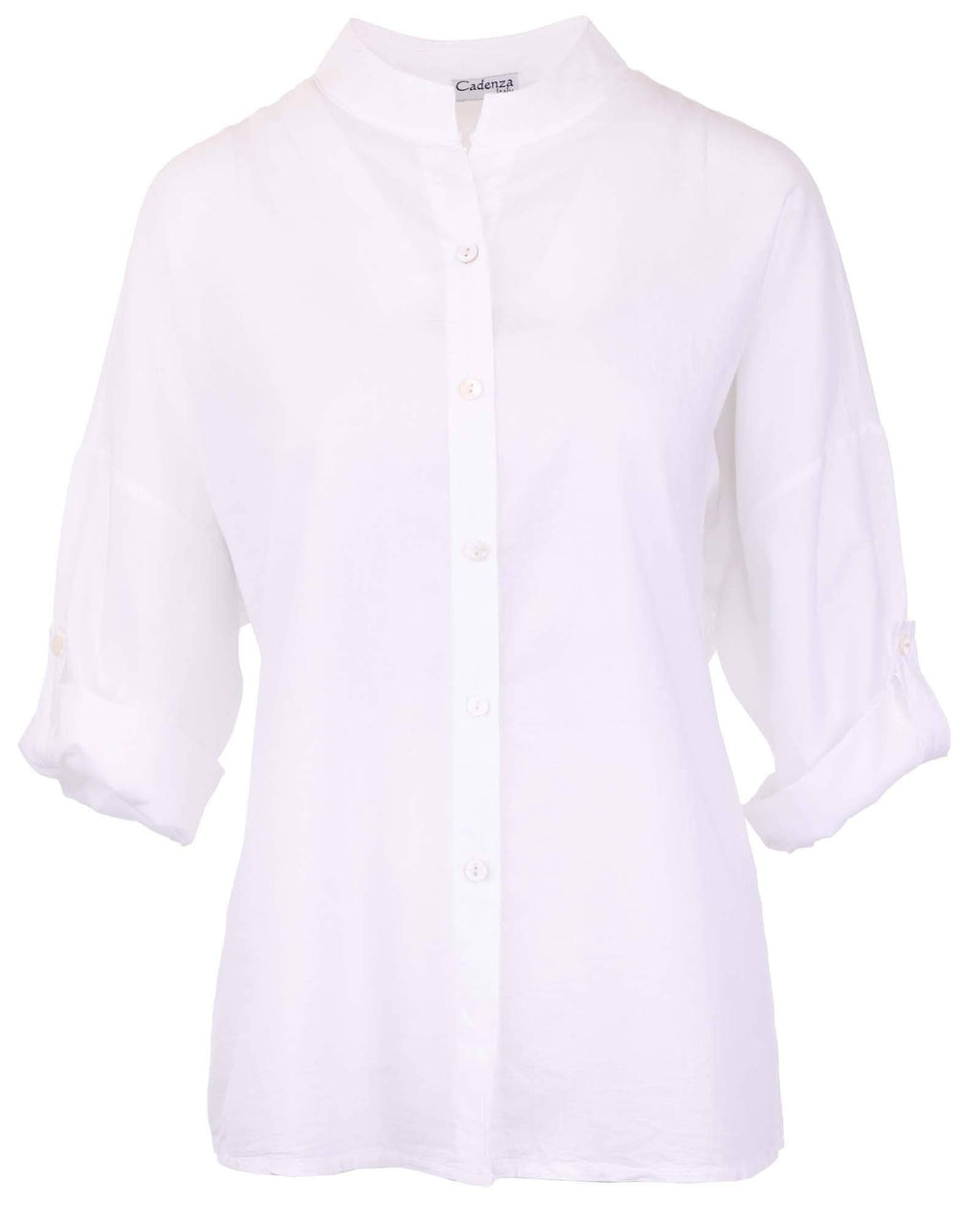 Cotton Grandad Style / Collarless  Shirt: Sand (Dark Beige)