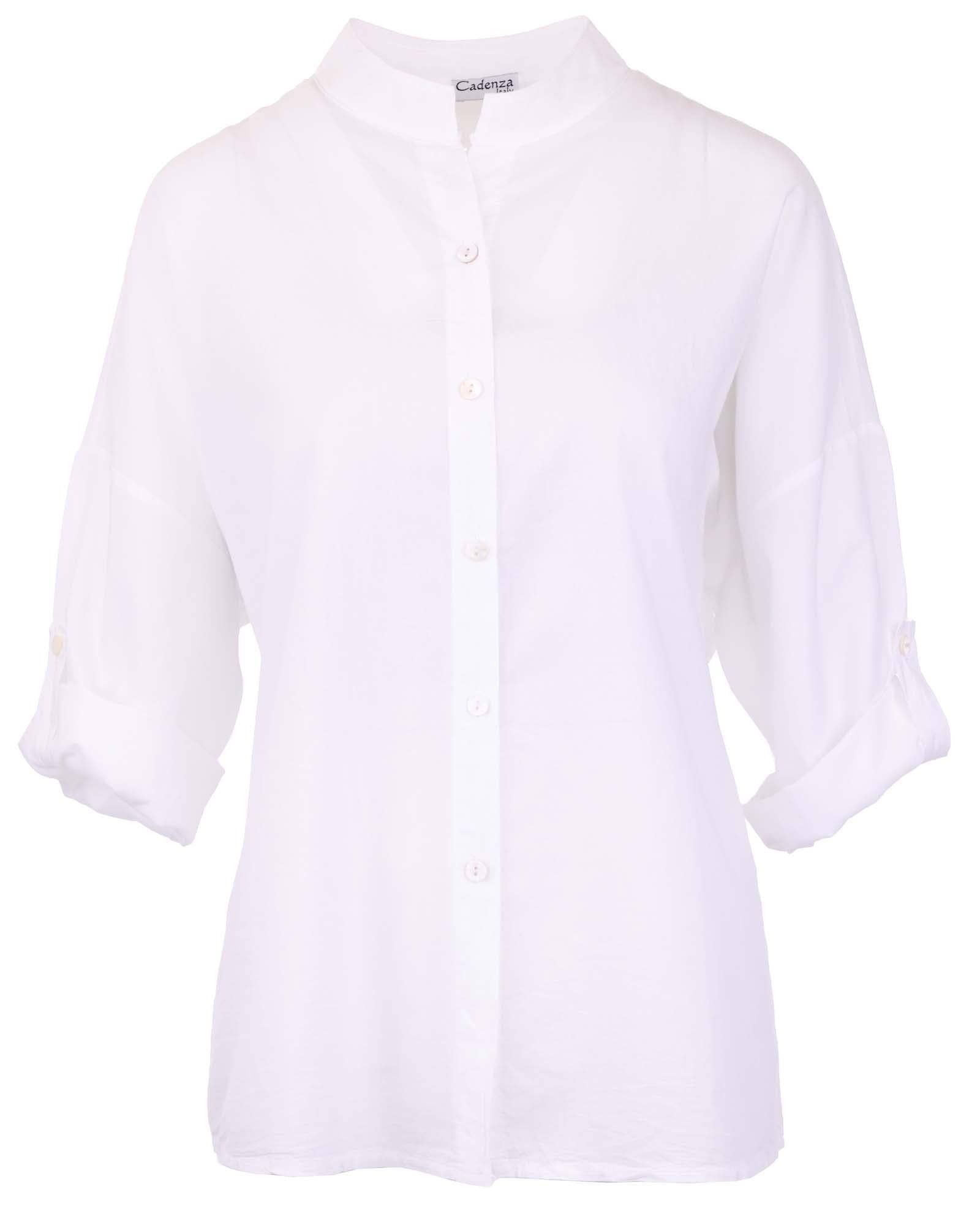 Cotton Grandad Style / Collarless  Shirt: Pink