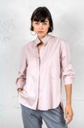 SPOON. Stretch Cotton Blouse — Pale Powder Rose / Size S