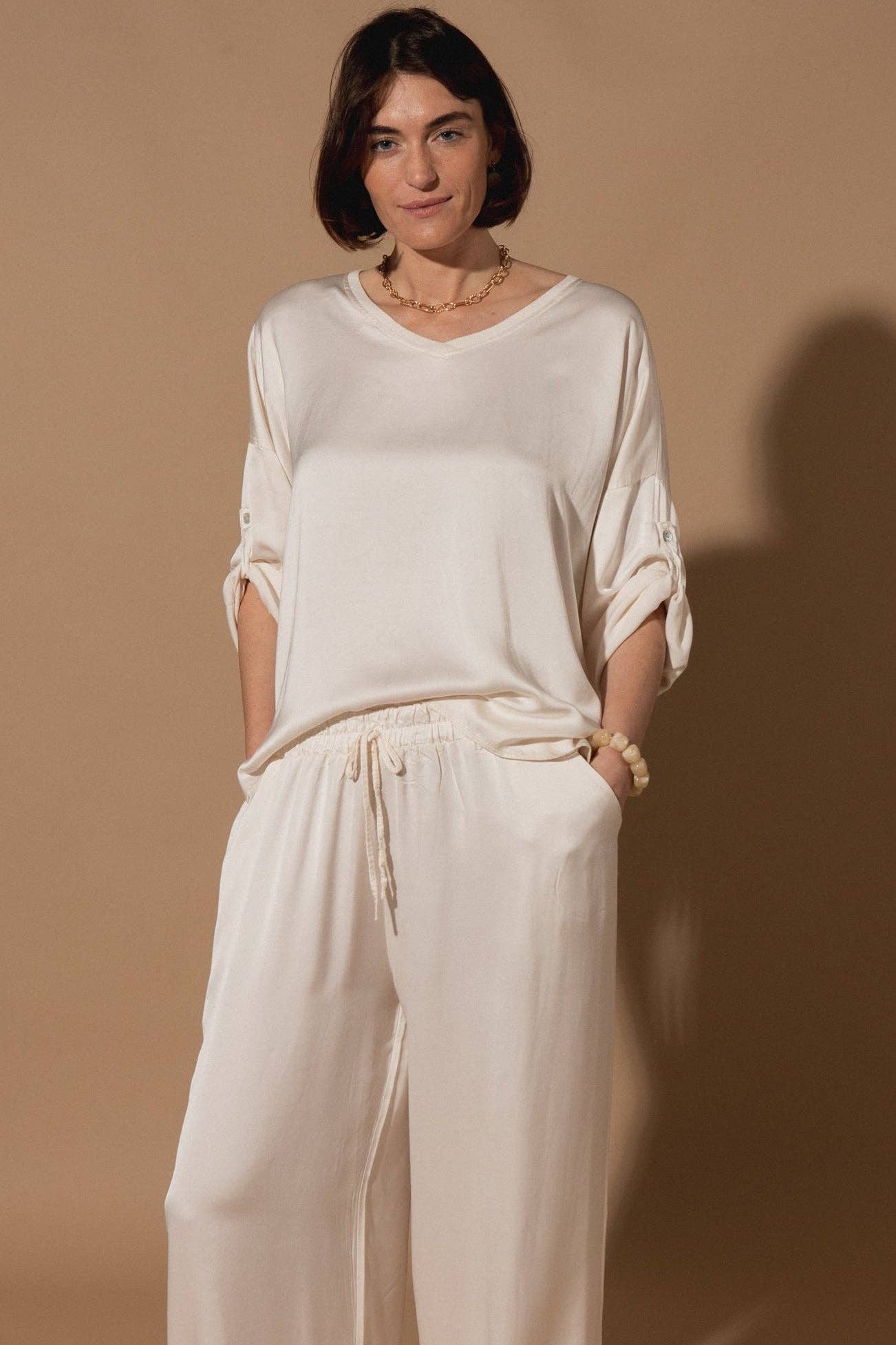 Marilou Silk Top: Peach Blush