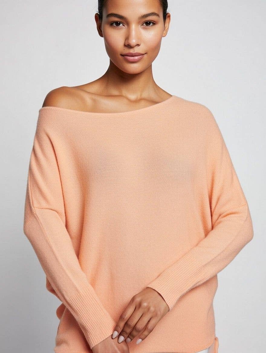 Pearl Buttons Back  - Sweater Peach