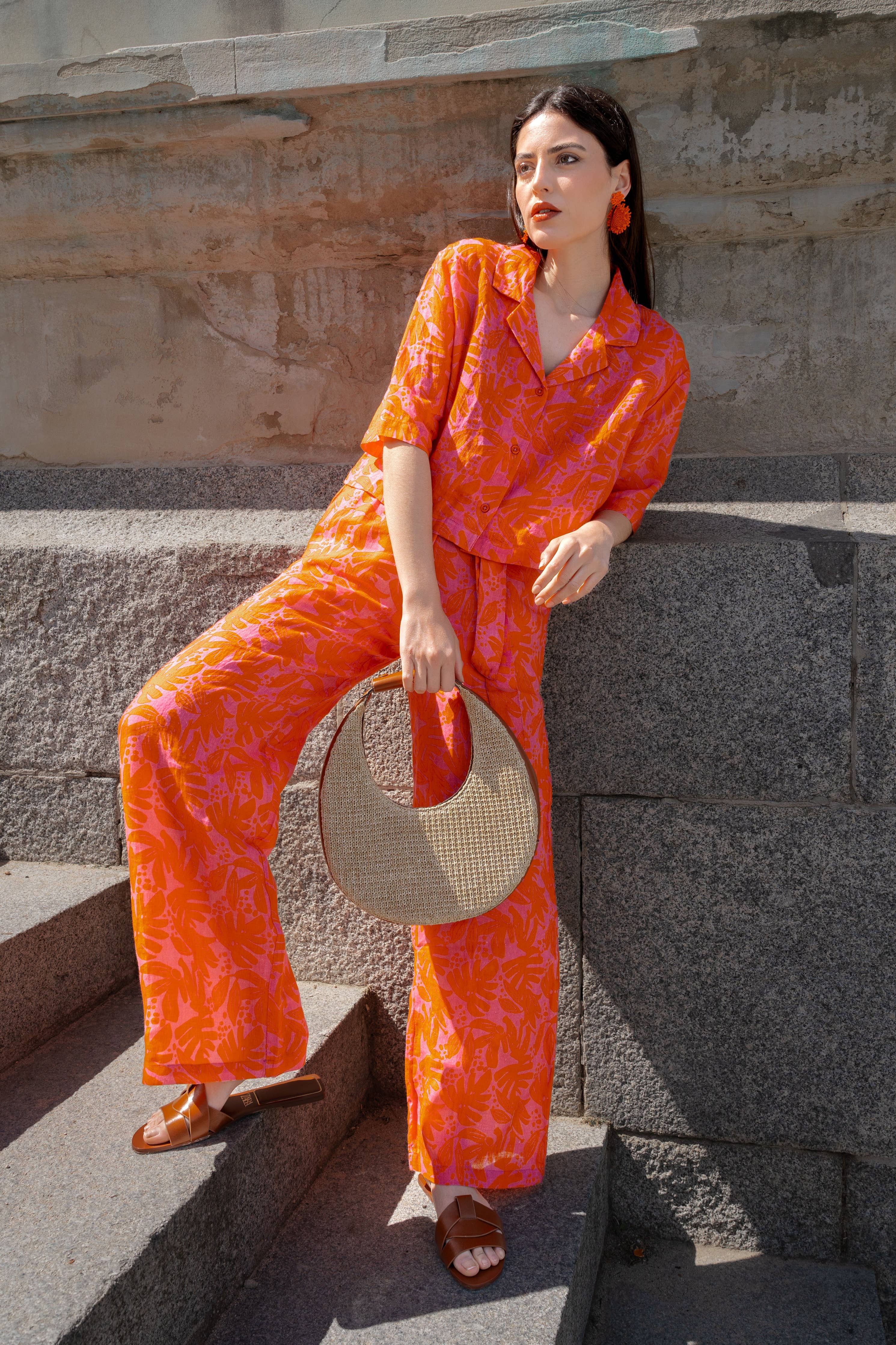 Kapda Casa. Monaco Linen Co-ord Set — Orange / Size S