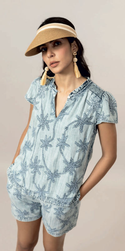Emily Lovelock. Ada Shorts. Blue