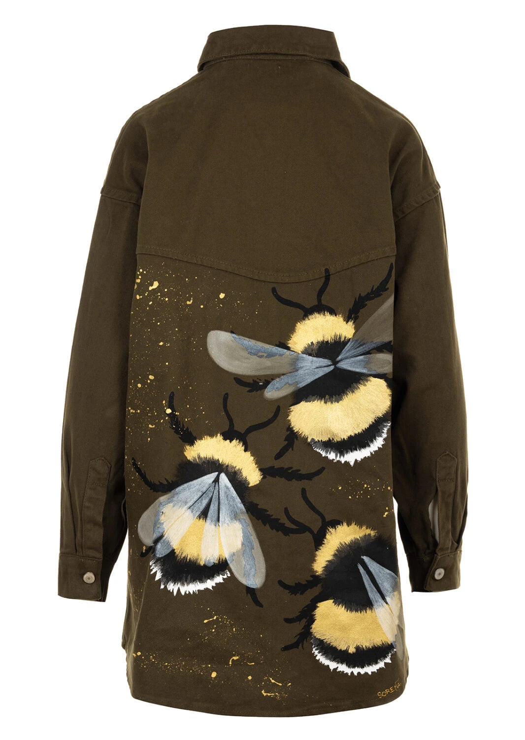 SORENA Hand-Painted Bee Jacket – Khaki Cotton Overshirt / Jacket