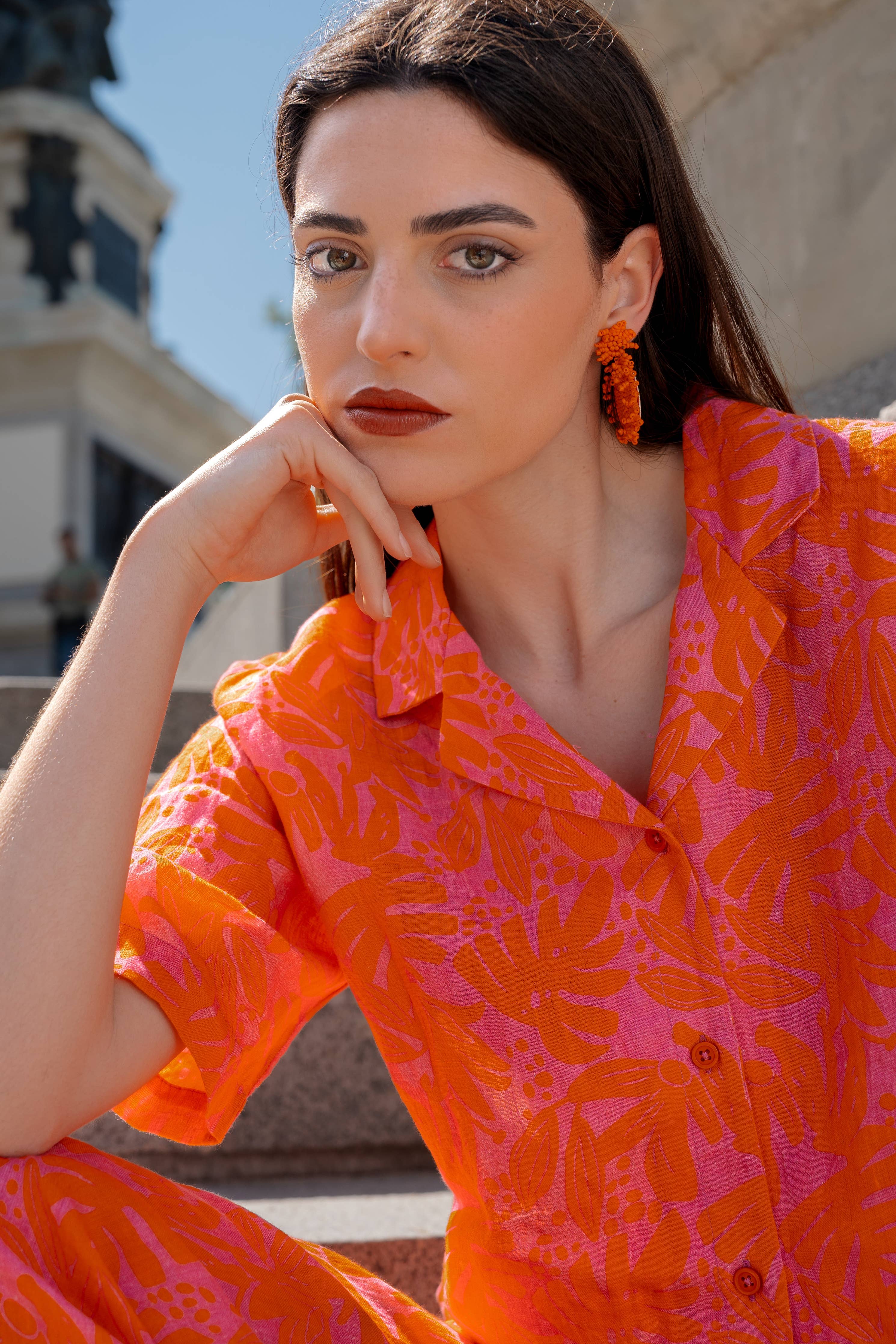 Kapda Casa. Monaco Linen Co-ord Set — Orange / Size S