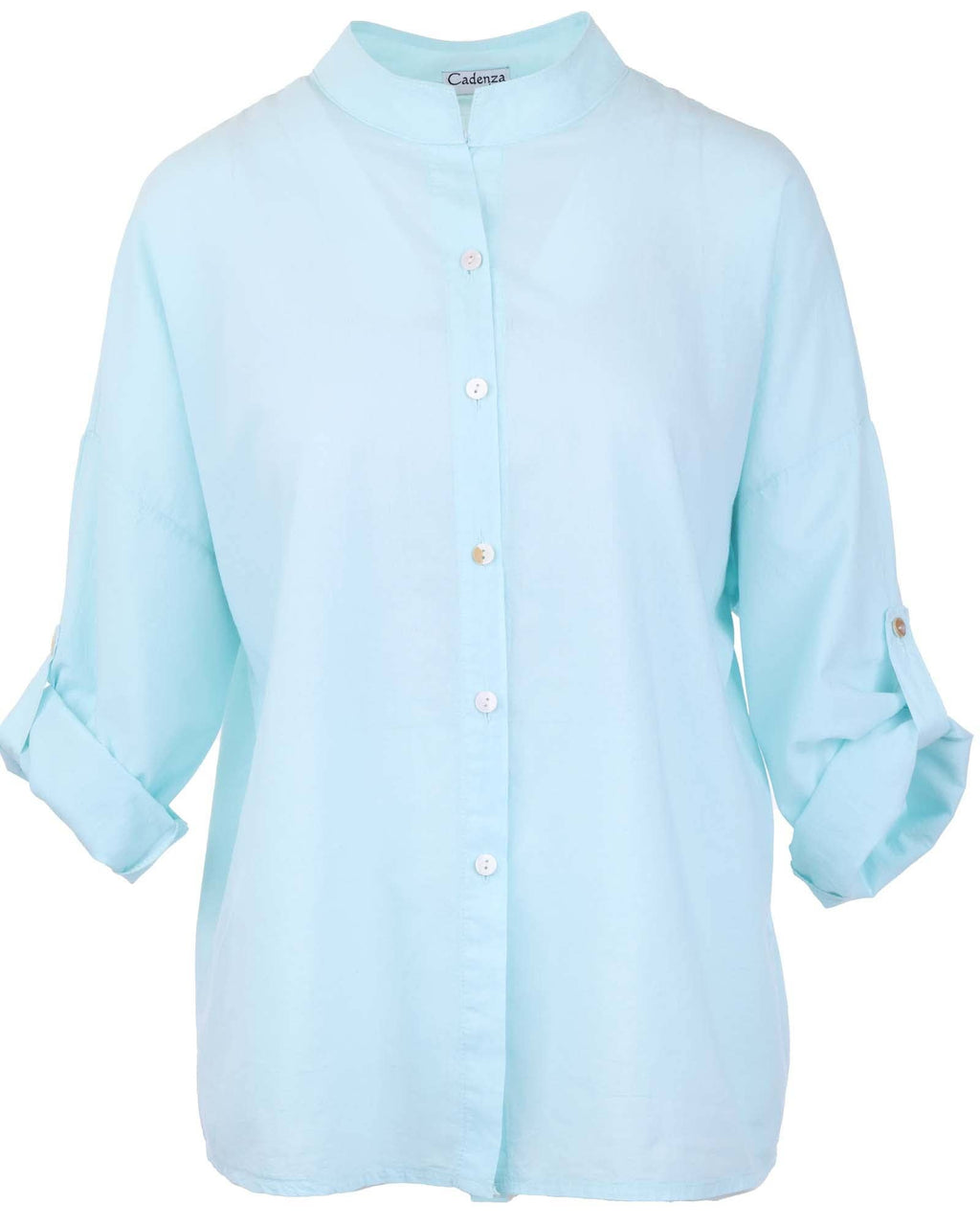 Cotton Grandad Style / Collarless  Shirt: Pink