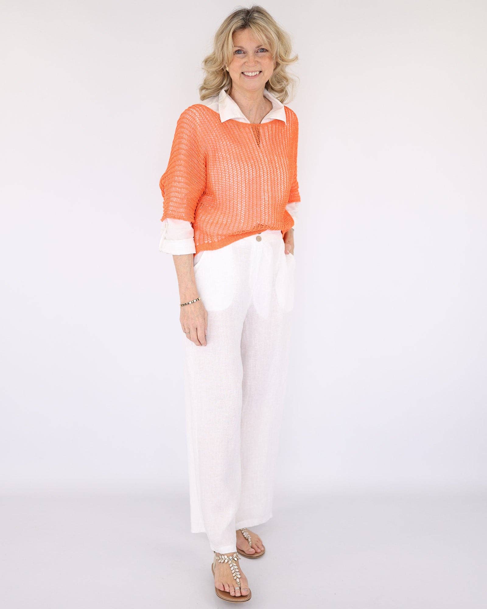 Linen Trousers: Navy / One Size