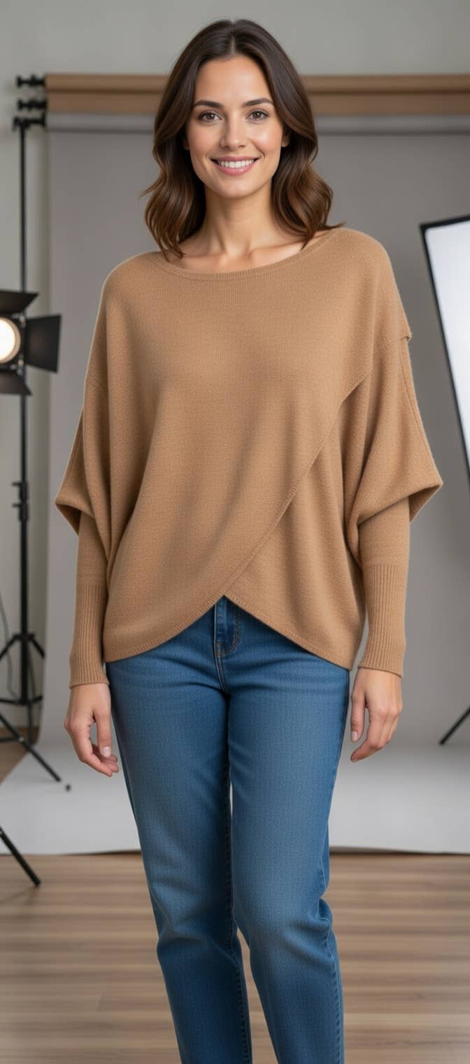 Cashmere Blend Soft Crossover Knit
