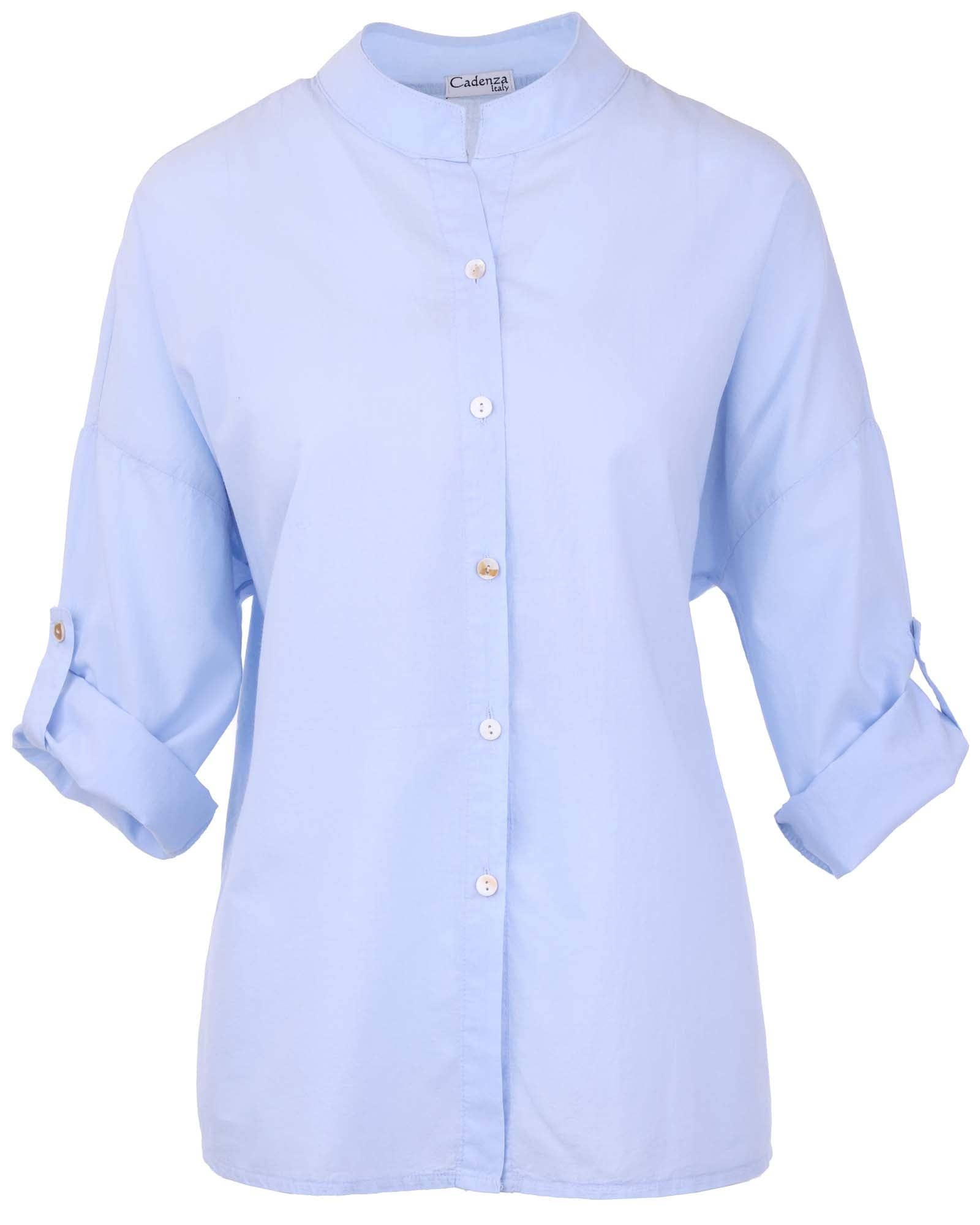 Cotton Grandad Style / Collarless  Shirt: Sand (Dark Beige)