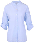 Cotton Grandad Style / Collarless  Shirt:  Baby Blue