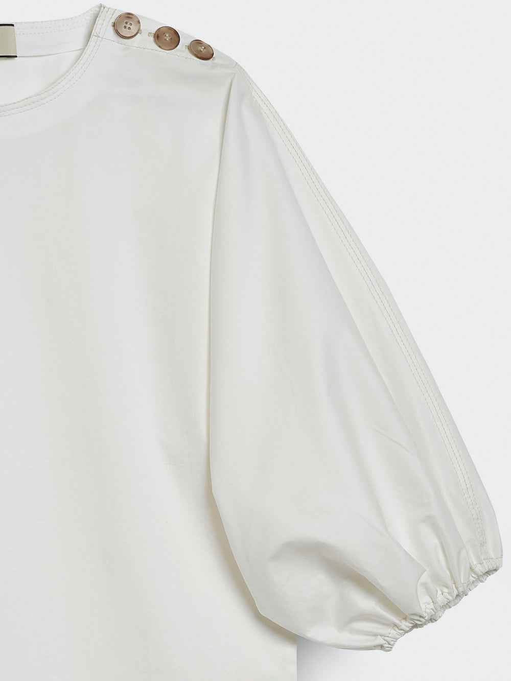 SPOON. Cotton Poplin Balloon Sleeve Blouse — Pearl White / Size S