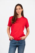 Bryn Cotton Short Sleeve Top - Red, Broderie Anglaise: Medium (UK 12-14)