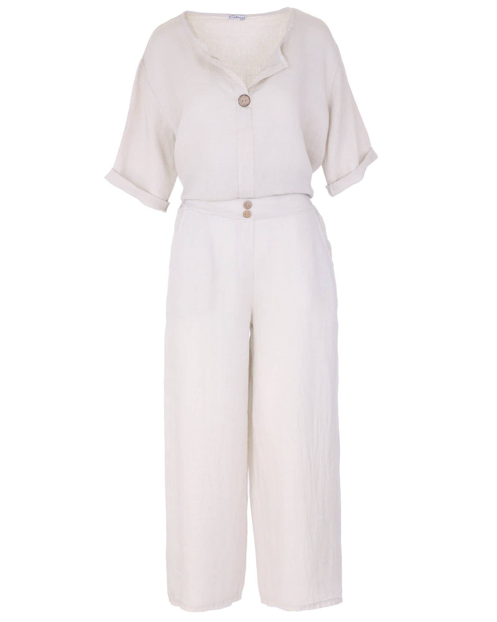 Linen Trousers: Truffle / One Size