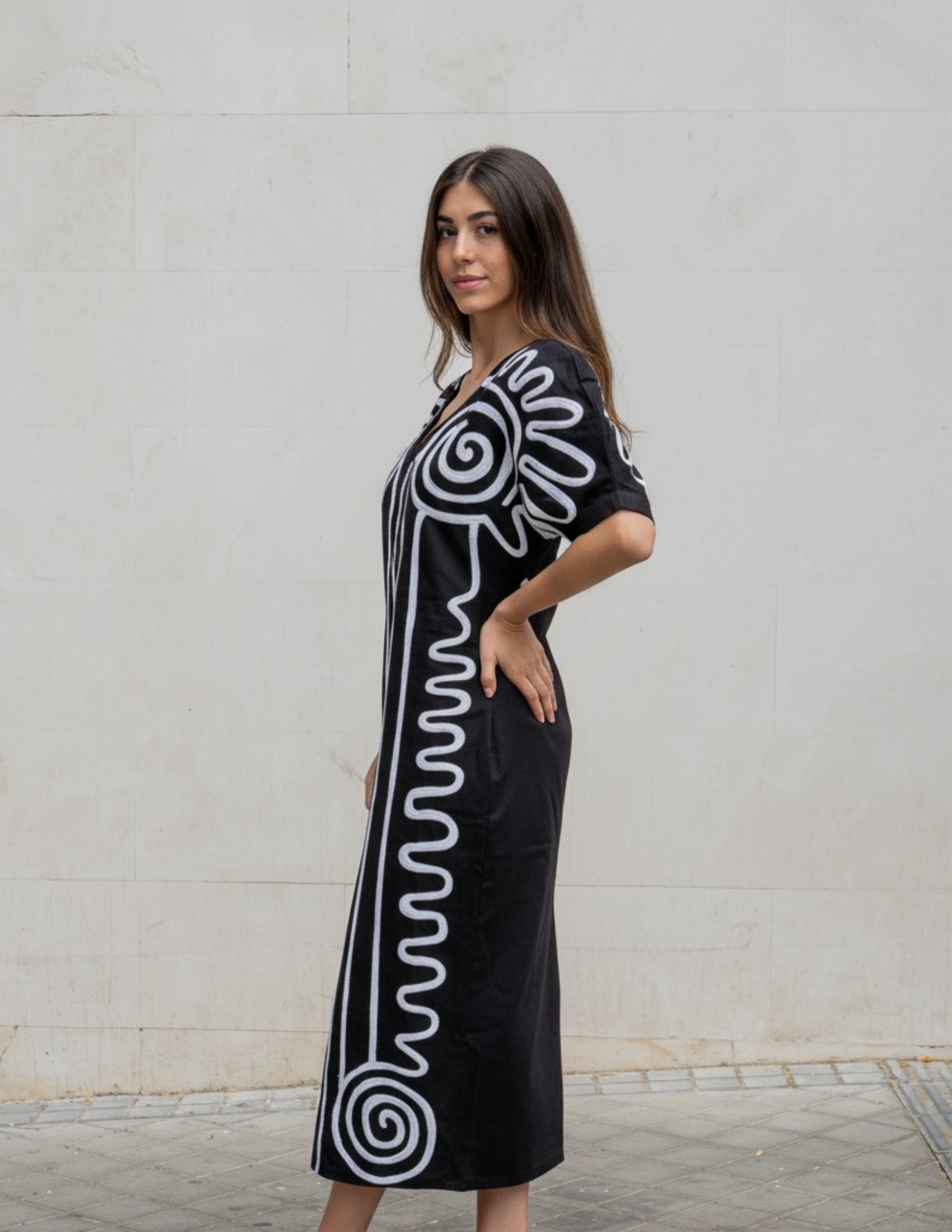 Kapda Casa. Luz Embroidered Cotton Dress — Black / Size L