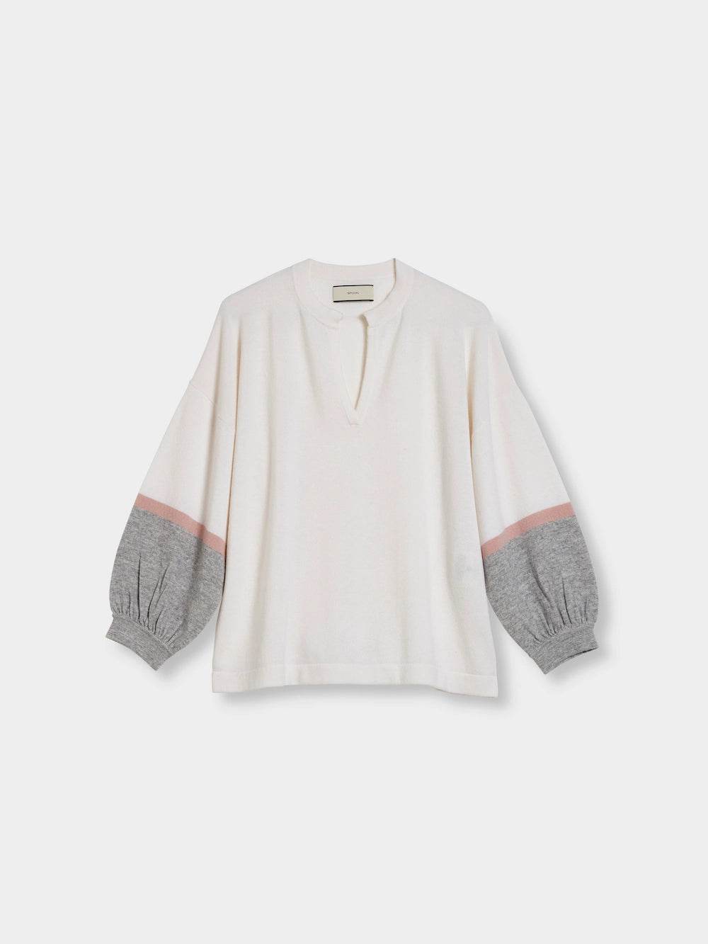 SPOON. Contrast Sleeve Wool-Cashmere Sweater — White / Size S