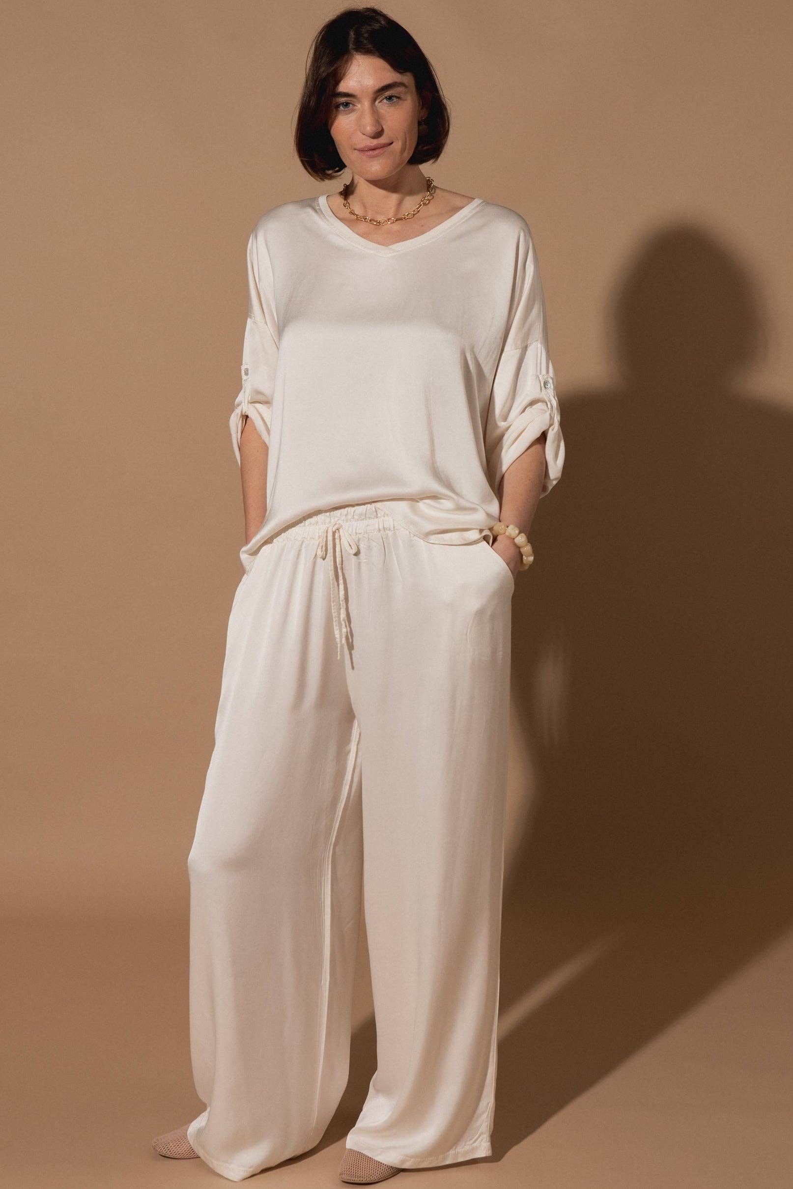 Marilou Silk Trousers: Ice Blue