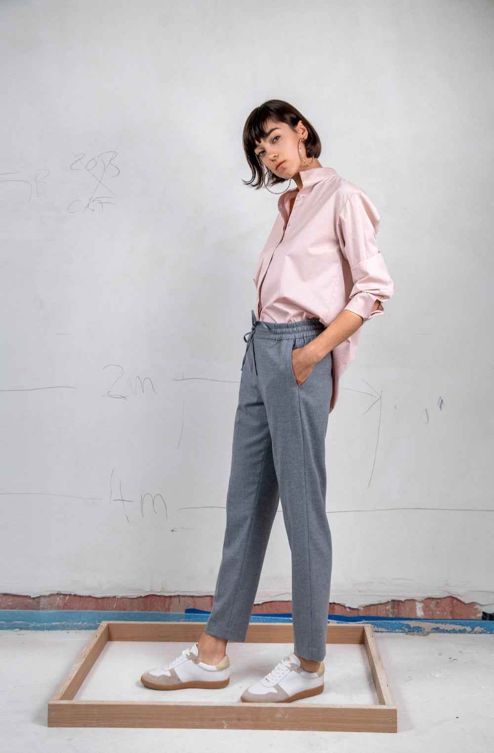 SPOON. Stretch Cotton Blouse — Pale Powder Rose / Size S