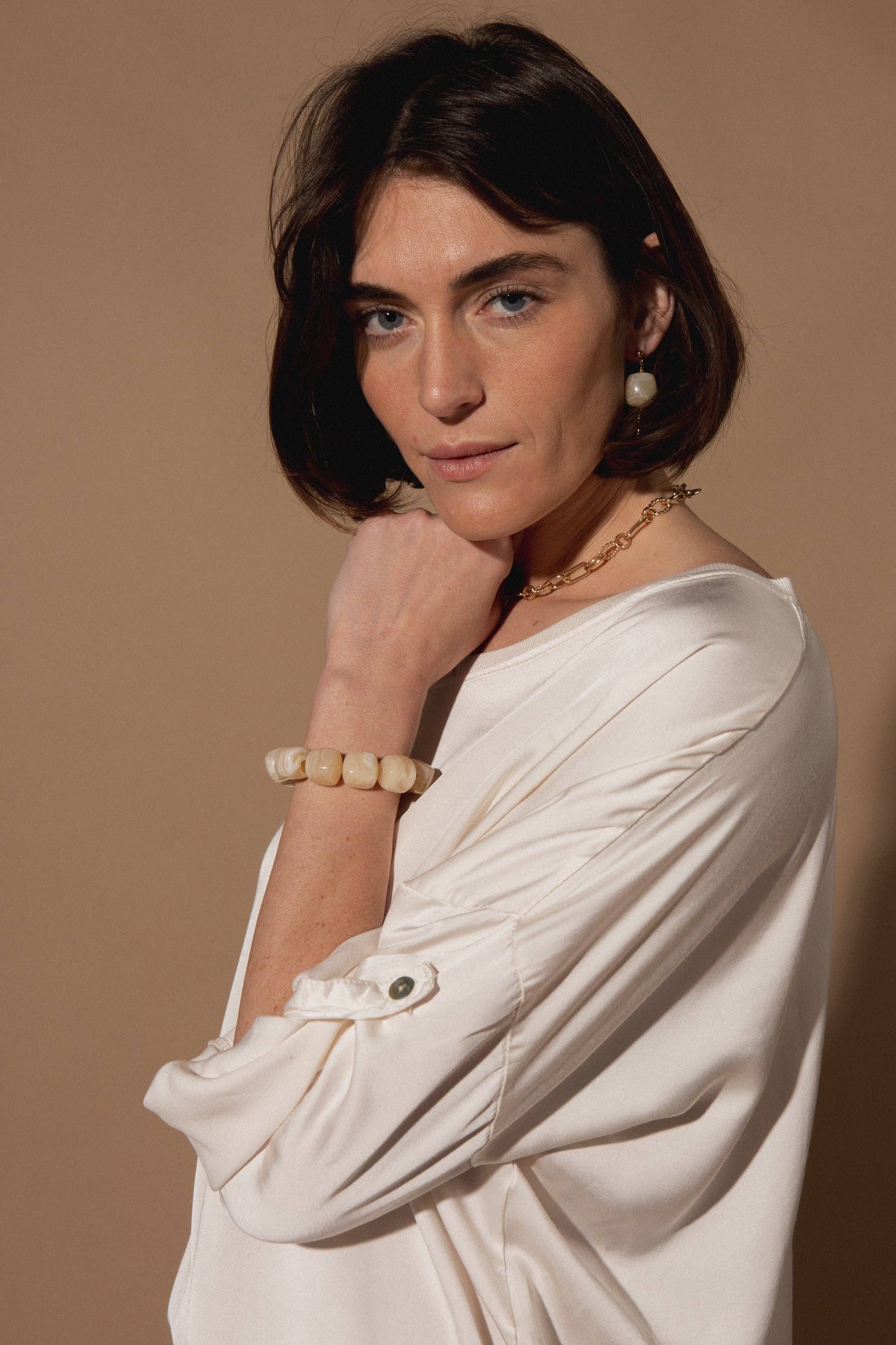 Marilou Silk Top: Peach Blush