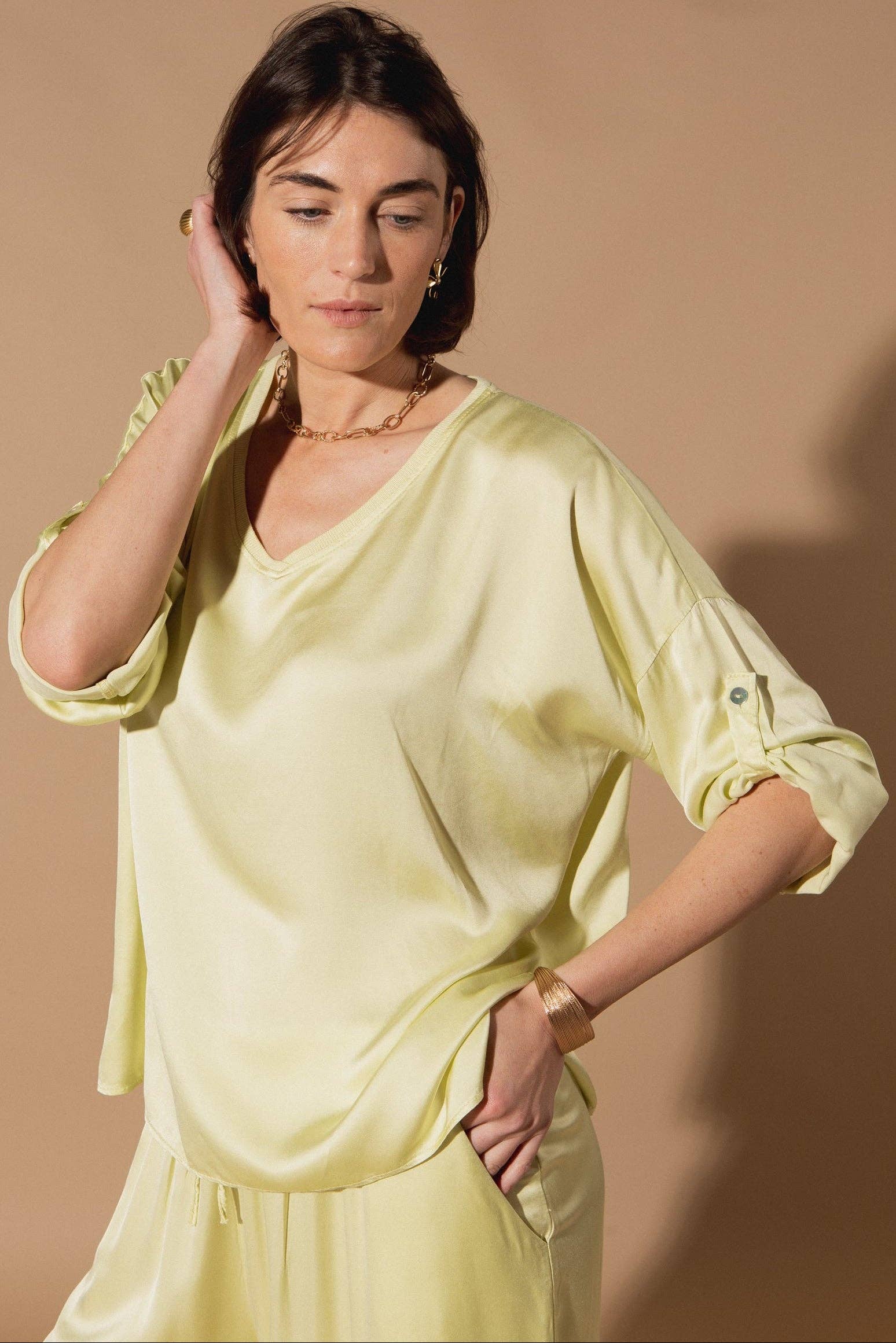 Marilou Silk Top: Peach Blush