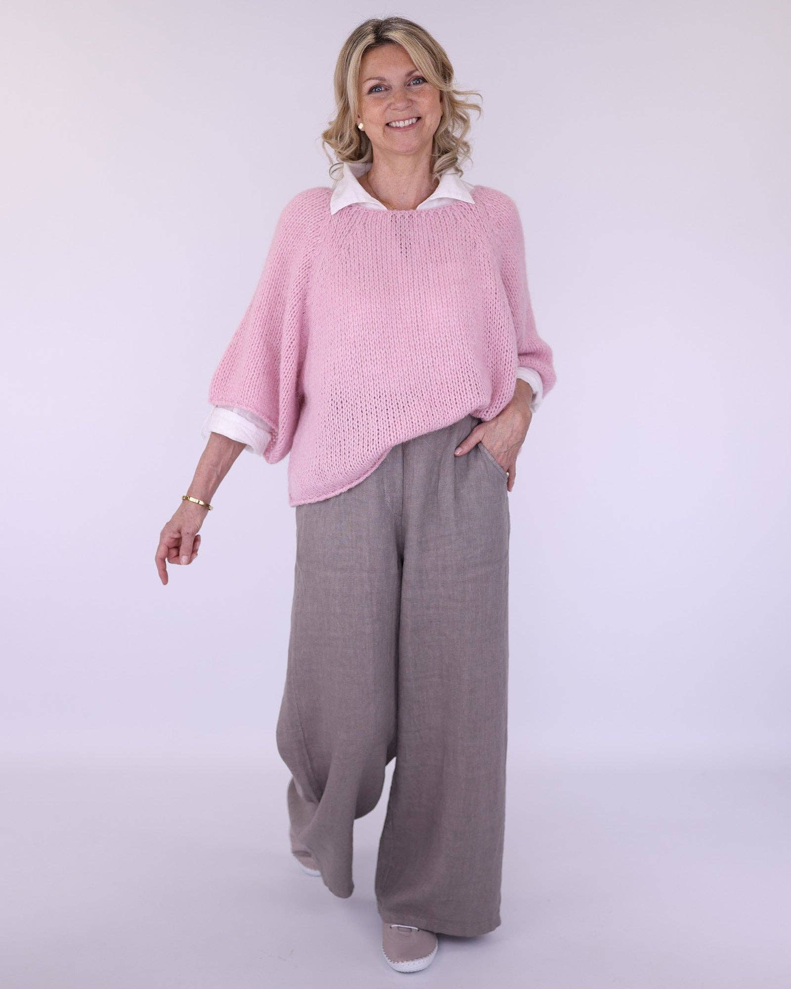 Linen Trousers: Sand / One Size