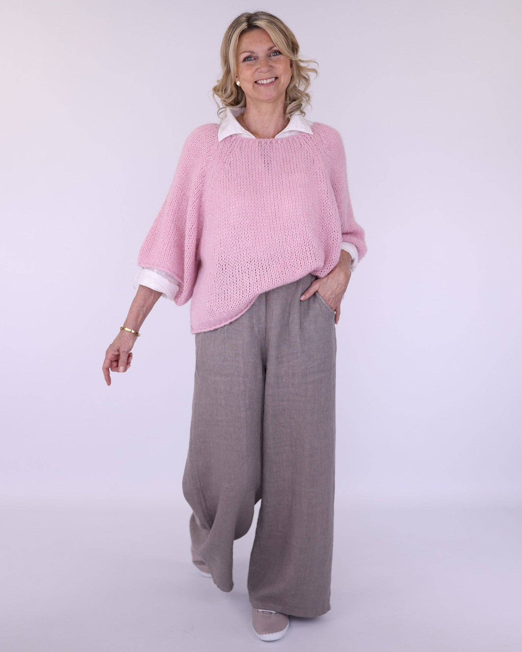 Linen Trousers: Navy / One Size