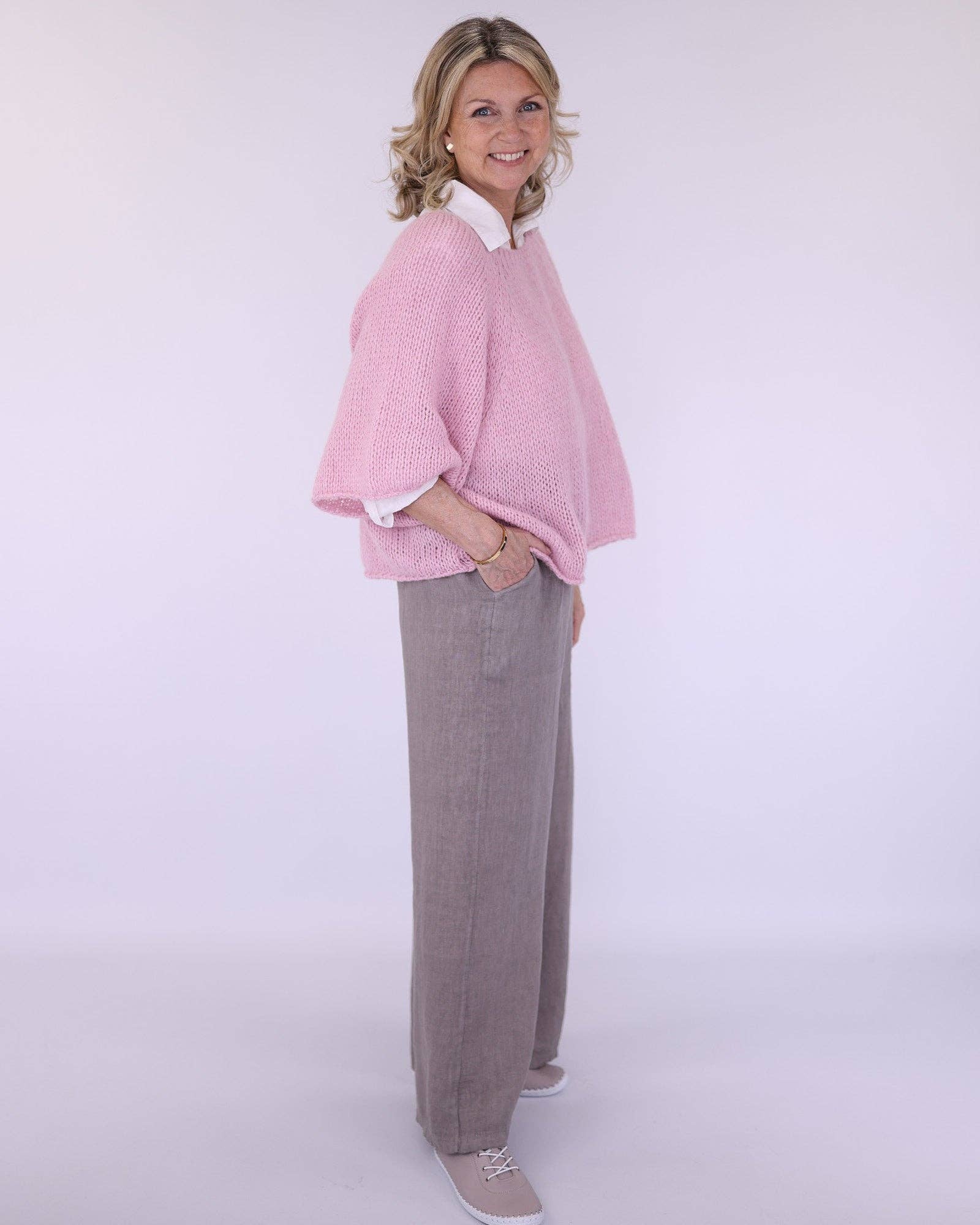 Linen Trousers: Truffle / One Size
