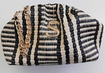 SORENA Zouzou Mini Bucket Bag – Black & White Straw